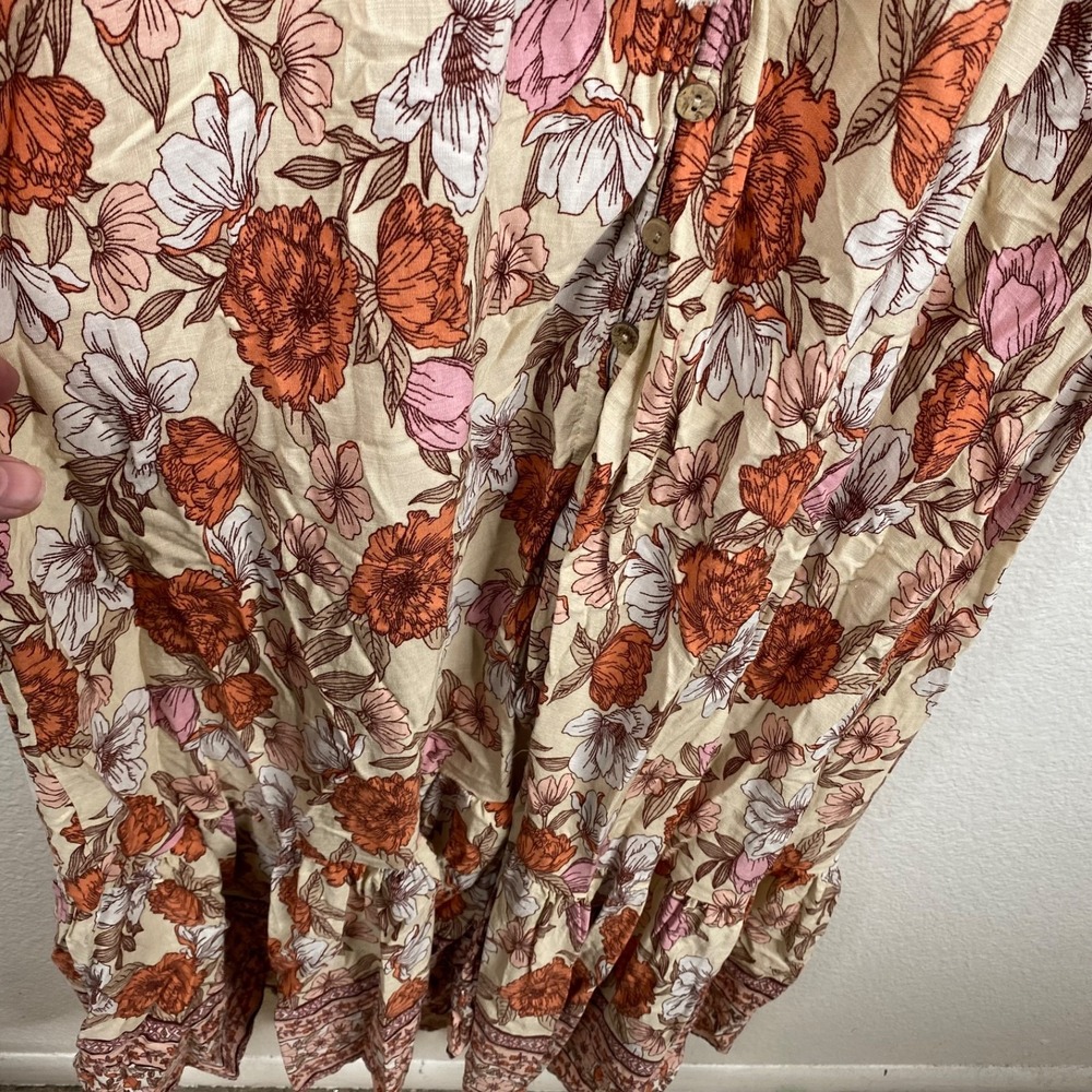 Petal & Pup Fraser Floral Maxi Dress Cream Orange Pink Women's Size 10 Boho - Picture 8 of 15
